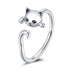 (bilde for) Pandora Style Sølv Søt Katt Åpen Ring - SCR707