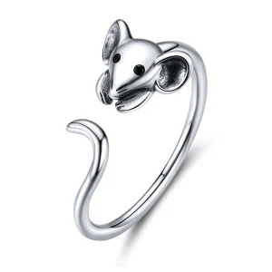 Pandora Style Sølv Søt Mus Åpen Ring - SCR632 (bilde for) Pandora Style Sølv Søt Mus Åpen Ring - SCR632
