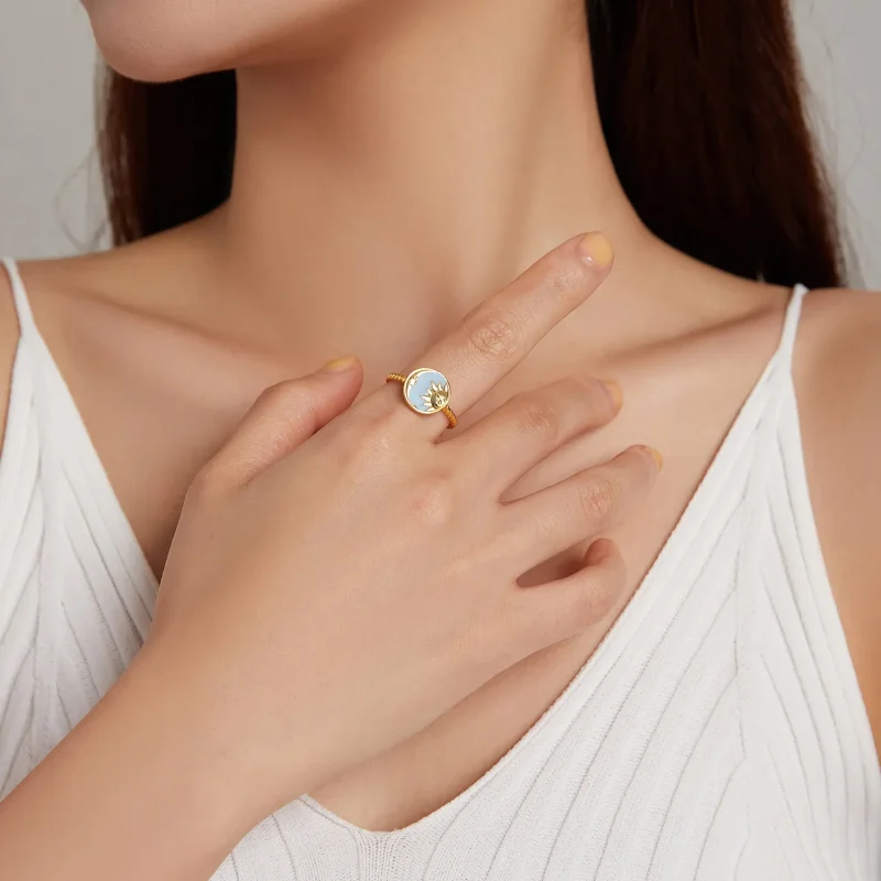 (bilde for) Pandora Style Sun and Moon Shine Together Åpen ring - SCR732 - Vis 6