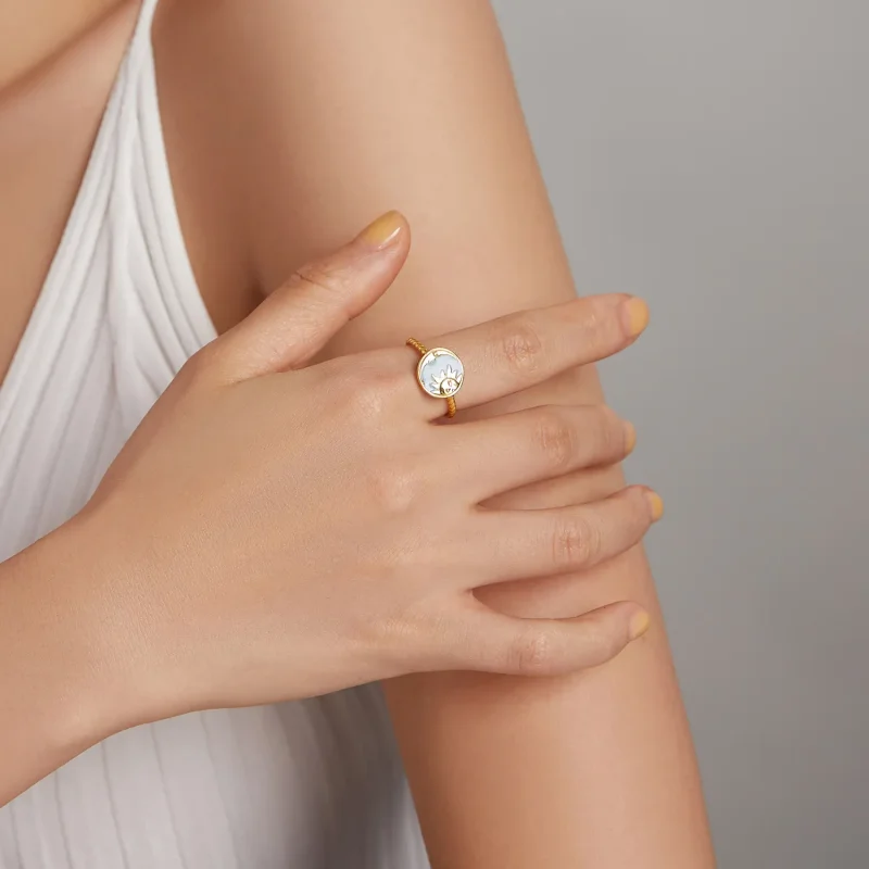 (bilde for) Pandora Style Sun and Moon Shine Together Åpen ring - SCR732 - Vis 7