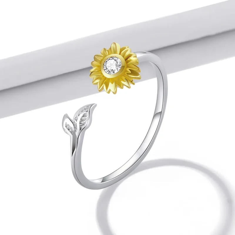 (bilde for) Pandora Style Sun Flower Open Ring - BSR213 - Vis 2