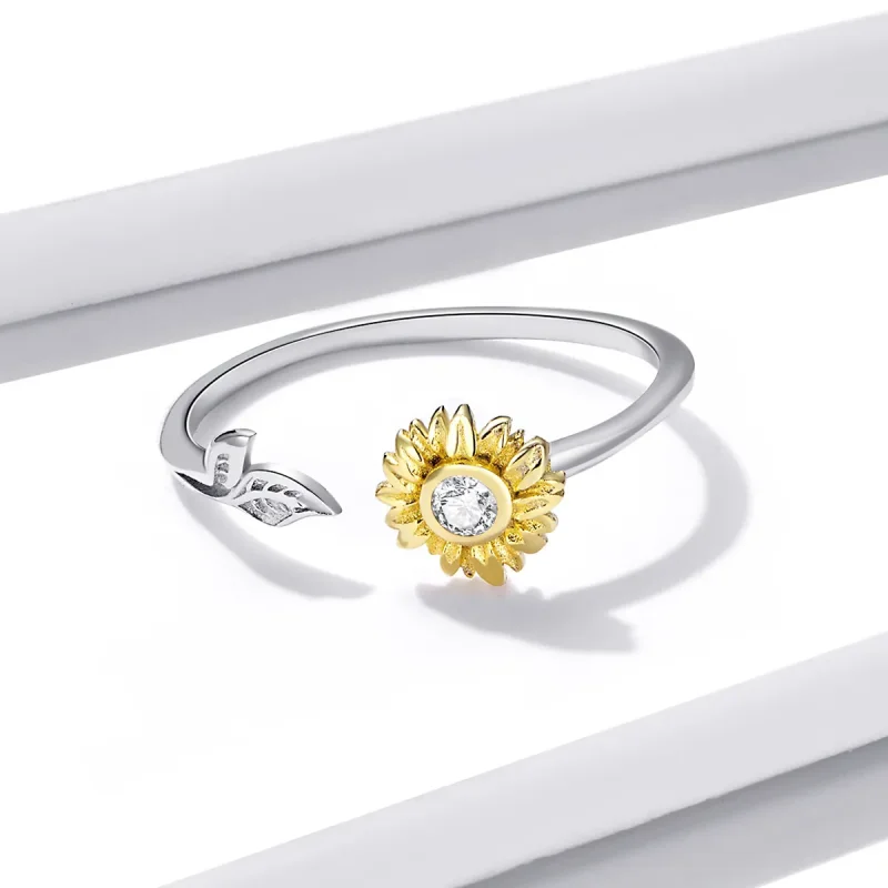 (bilde for) Pandora Style Sun Flower Open Ring - BSR213 - Vis 4