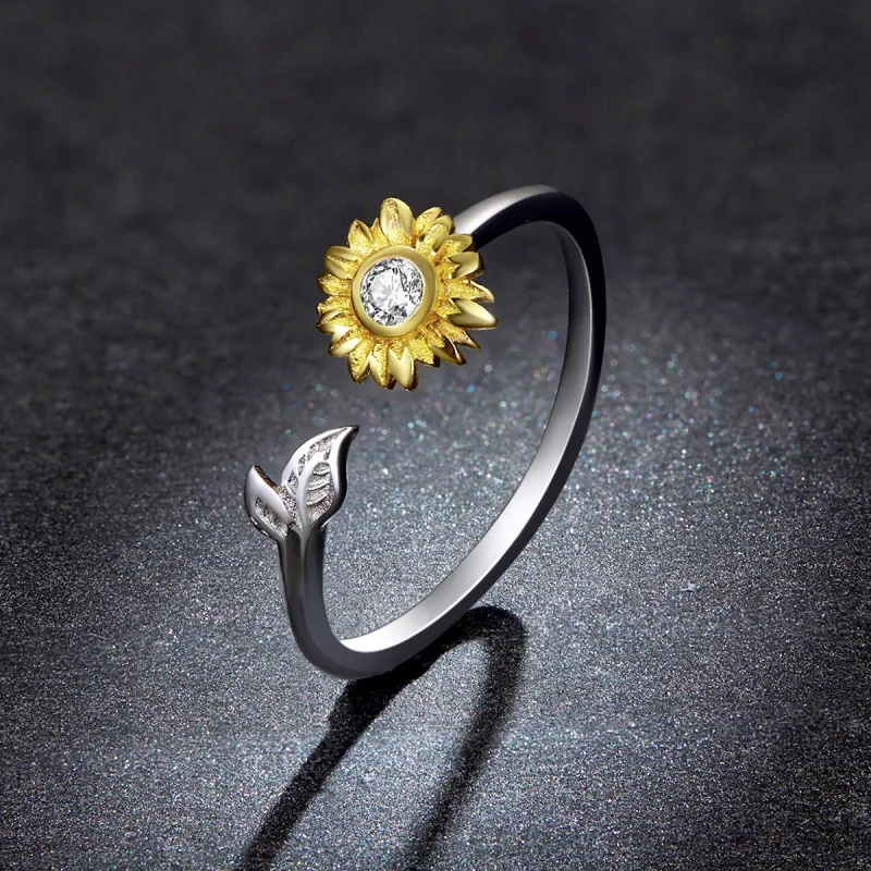 (bilde for) Pandora Style Sun Flower Open Ring - BSR213 - Vis 5