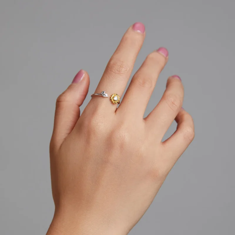 (bilde for) Pandora Style Sun Flower Open Ring - BSR213 - Vis 6