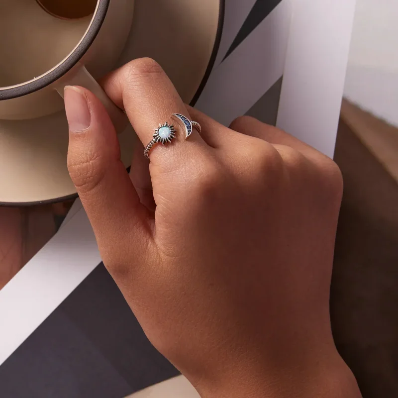 (bilde for) Pandora Style Sun, Moon, Stars Bestie Open Ring - SCR796 - Vis 5