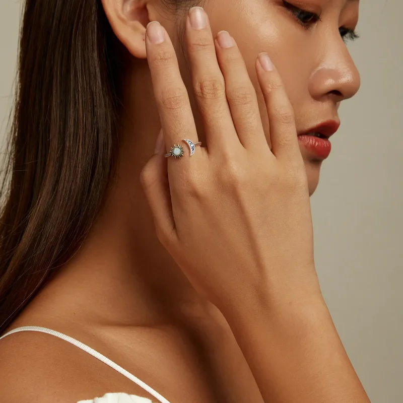 (bilde for) Pandora Style Sun, Moon, Stars Bestie Open Ring - SCR796 - Vis 6