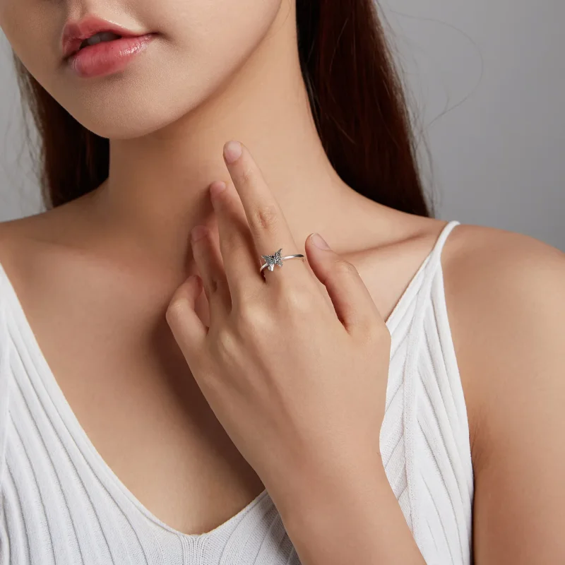 (bilde for) Pandora Style Swallowtail Butterfly Open Ring - BSR195 - Vis 7