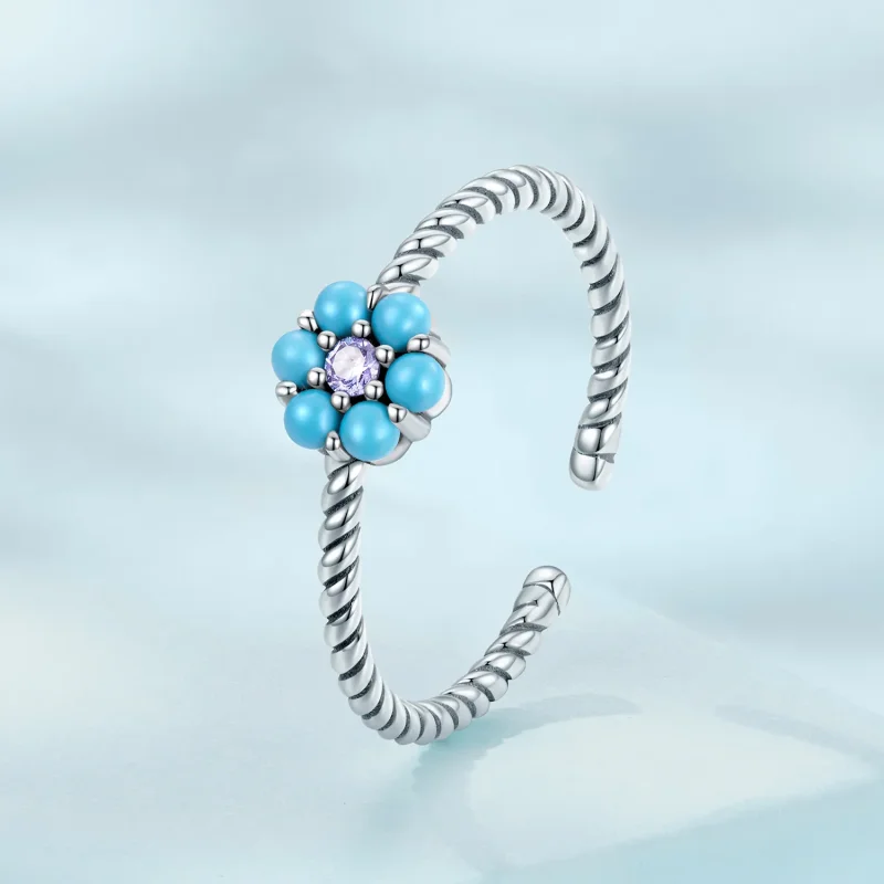 (bilde for) Pandora Style Turkis Florets Åpen Ring - SCR884 - Vis 2