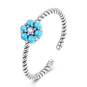 (bilde for) Pandora Style Turkis Florets Åpen Ring - SCR884