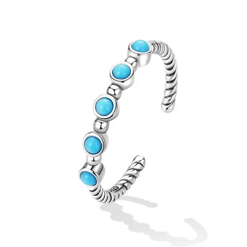 (bilde for) Pandora Style Turkis Twist Open Ring - SCR823 - Vis 2