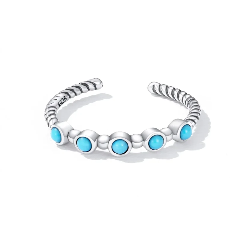 (bilde for) Pandora Style Turkis Twist Open Ring - SCR823 - Vis 3