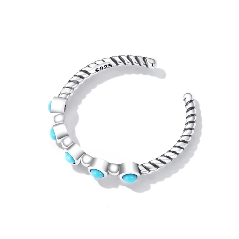 (bilde for) Pandora Style Turkis Twist Open Ring - SCR823 - Vis 4