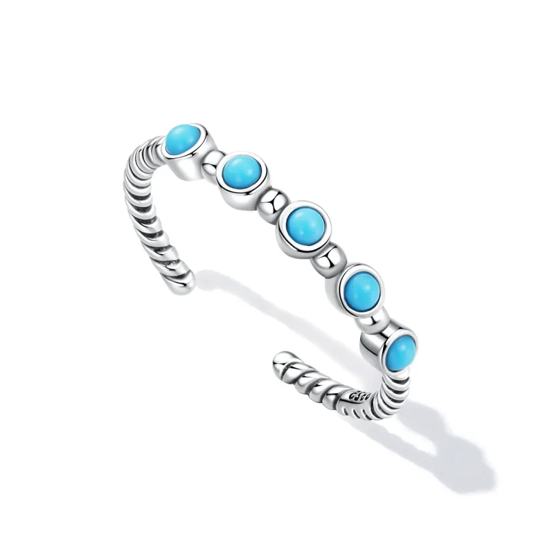 (bilde for) Pandora Style Turkis Twist Open Ring - SCR823 - Vis 5