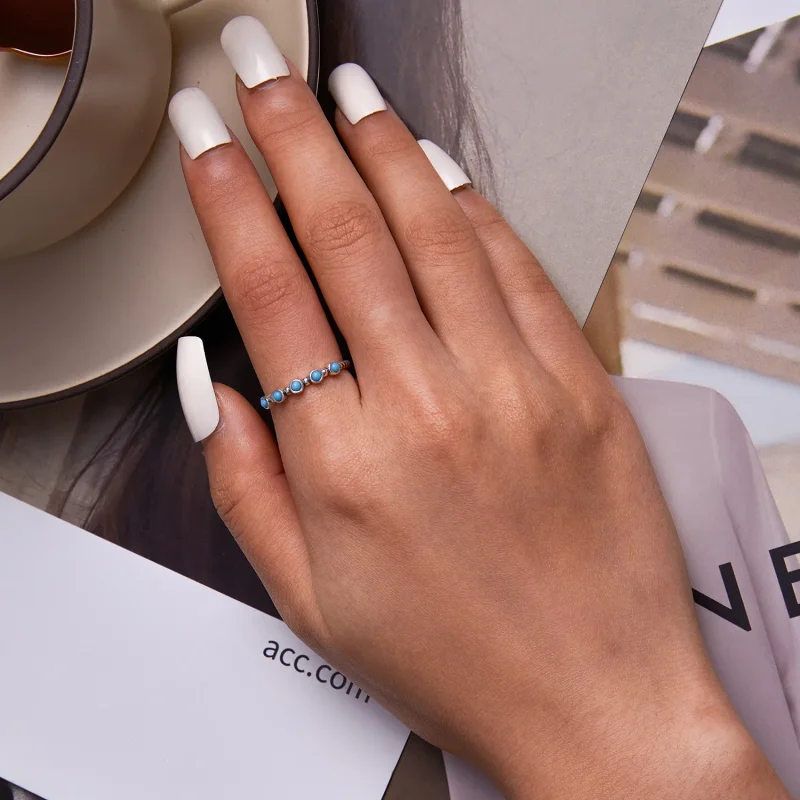 (bilde for) Pandora Style Turkis Twist Open Ring - SCR823 - Vis 8