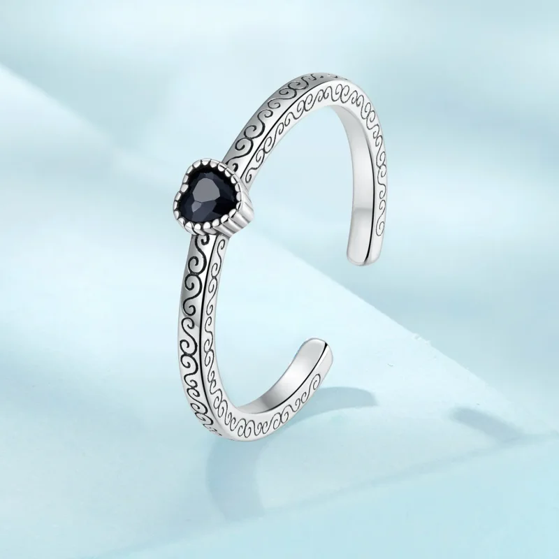 (bilde for) Pandora Style Vintage Black Zircon Open Ring - SCR878 - Vis 2