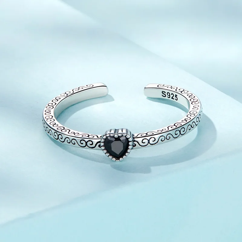 (bilde for) Pandora Style Vintage Black Zircon Open Ring - SCR878 - Vis 3