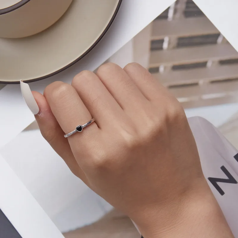 (bilde for) Pandora Style Vintage Black Zircon Open Ring - SCR878 - Vis 6