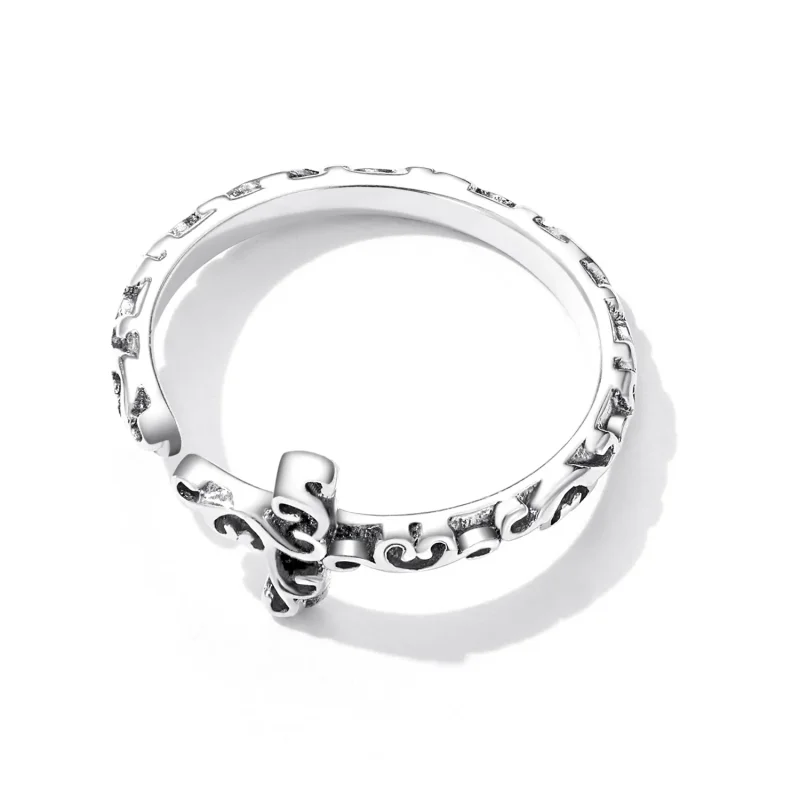 (bilde for) Pandora Style Vintage Cross Open Ring - VSR162 - Vis 3