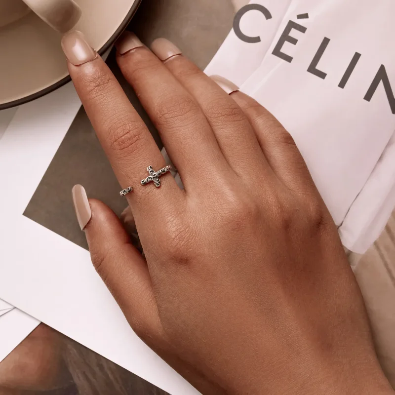 (bilde for) Pandora Style Vintage Cross Open Ring - VSR162 - Vis 6