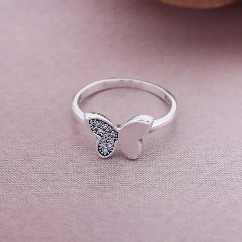 (bilde for) Pandora Butterfly silver ring with clear cubic zirconia - 190993CZ - Vis 2