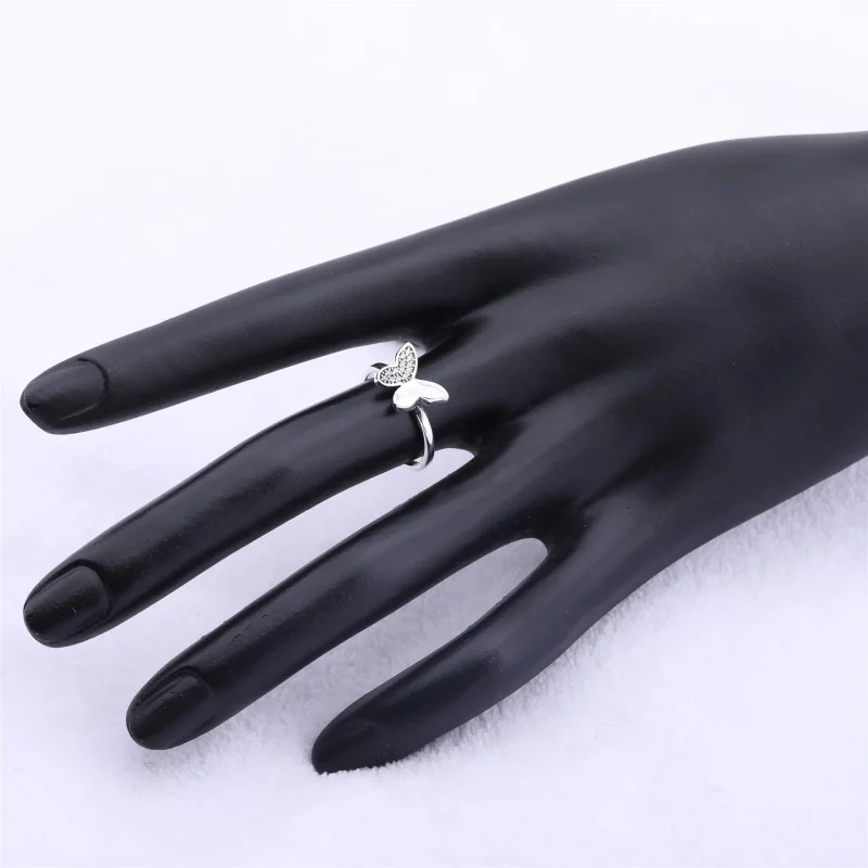 (bilde for) Pandora Butterfly silver ring with clear cubic zirconia - 190993CZ - Vis 4