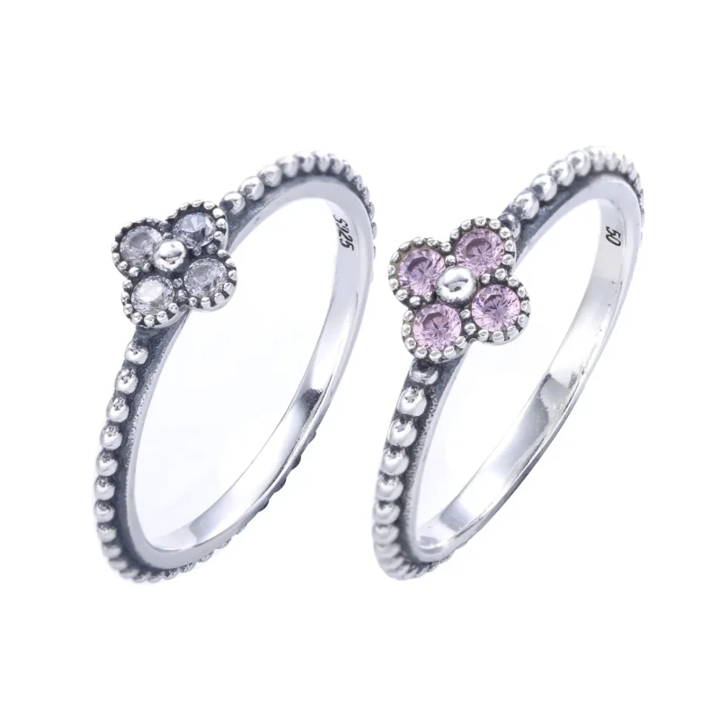 (bilde for) Pandora Floral silver ring with pink cubic zirconia - 191001PCZ - Vis 4