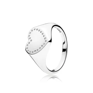 (bilde for) Pandora Heart silver ring with clear cubic zirconia - 191042CZ
