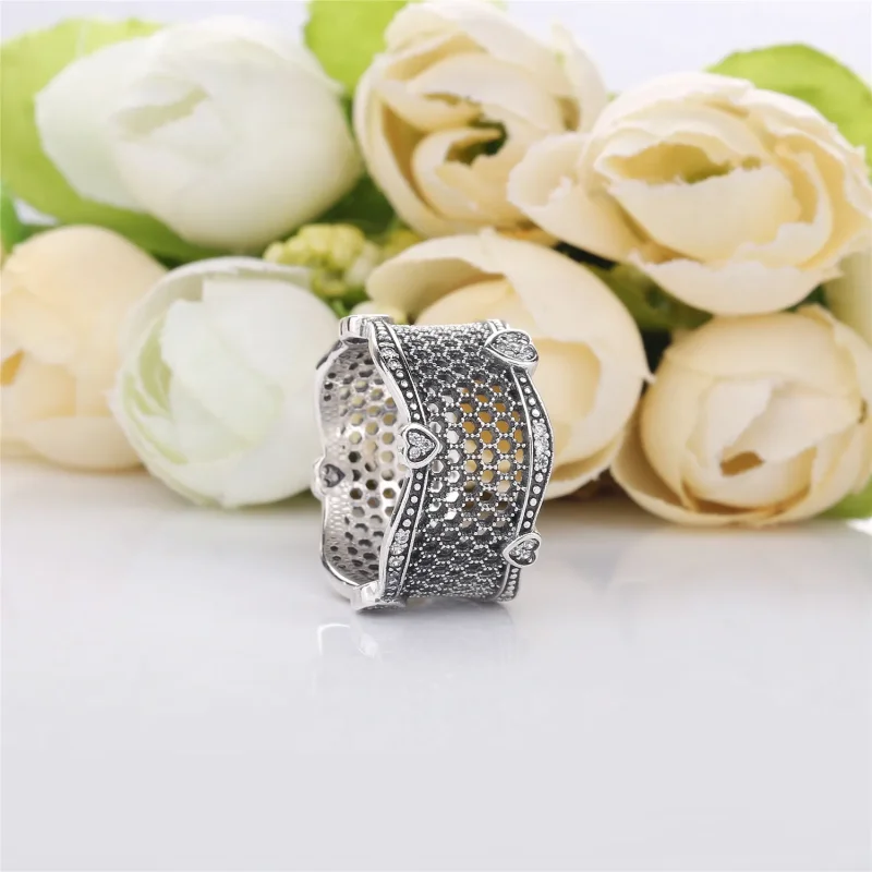 (bilde for) Pandora Lace silver ring with clear cubic zirconia - 197706CZ - Vis 2