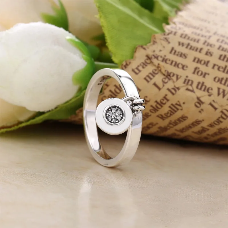 (bilde for) PANDORA logo padlock silver ring with clear cubic zirconia - 197400CZ - Vis 2