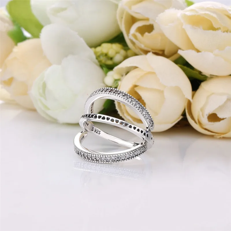 (bilde for) PANDORA logo reversible silver ring with clear cubic zirconia - 197404CZ - Vis 4