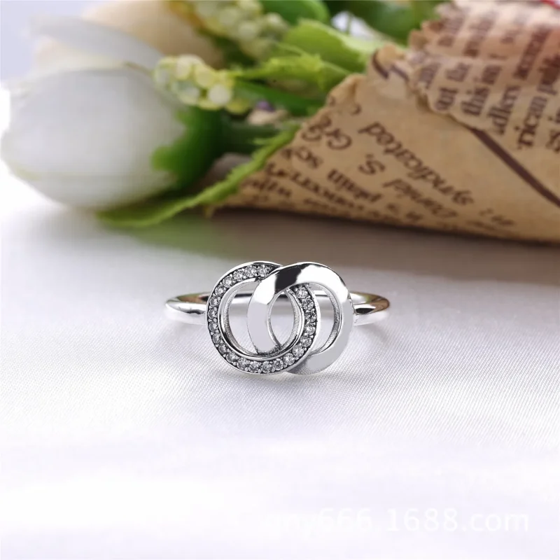 (bilde for) PANDORA logo silver ring with clear cubic zirconia - 196326CZ - Vis 2