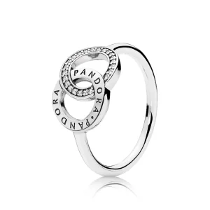(bilde for) PANDORA logo silver ring with clear cubic zirconia - 196326CZ