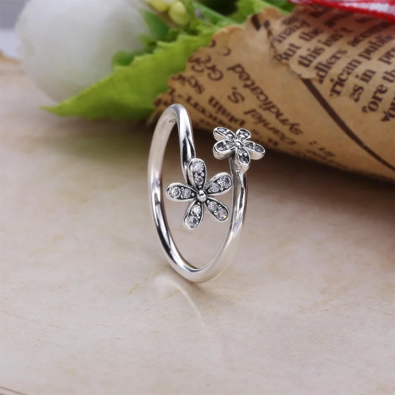 (bilde for) Pandora Open daisy silver ring with clear cubic zirconia - 191038CZ - Vis 2