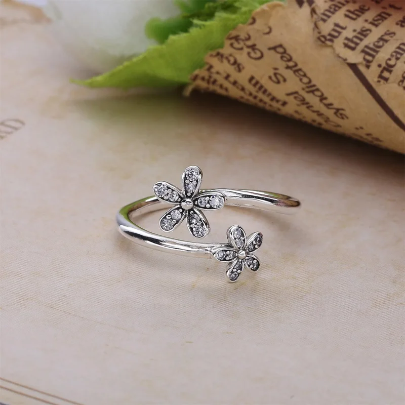 (bilde for) Pandora Open daisy silver ring with clear cubic zirconia - 191038CZ - Vis 3
