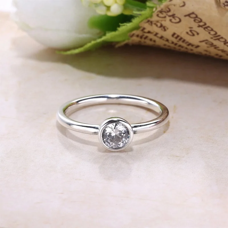 (bilde for) PANDORA Petite Circle Ring, Klar CZ - 191043CZA - Vis 3