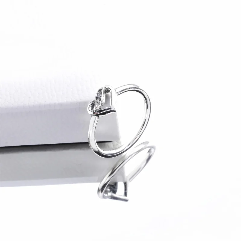 (bilde for) Pandora Ribbon heart silver ring with clear cubic zirconia - 191022CZ - Vis 3