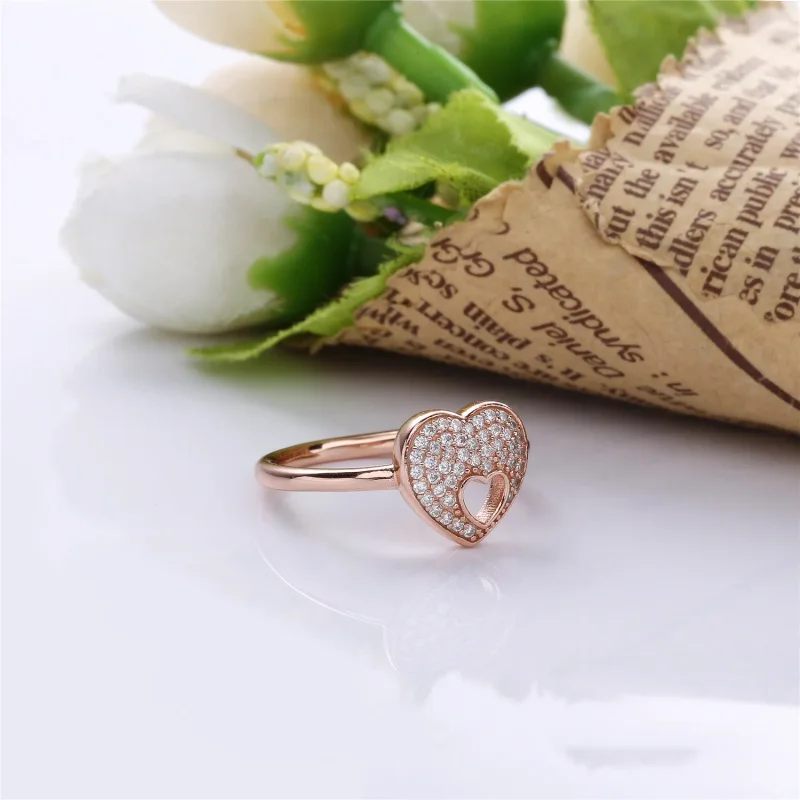 (bilde for) PANDORA Rose heart ring with clear cubic zirconia - 186550CZ - Vis 3