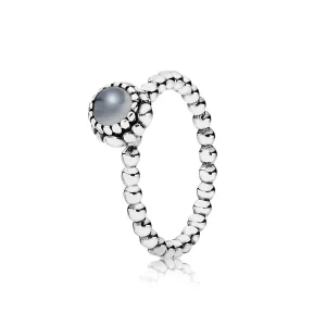 (bilde for) Pandora Silver ring, birthstone-June, grey moonstone - 190854MSG