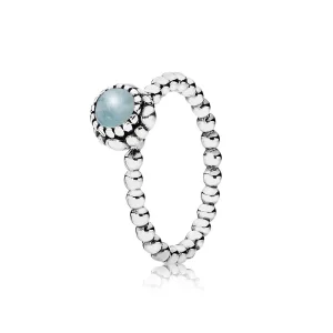 (bilde for) Pandora Silver ring, birthstone-March, aquamarine - 190854AQ