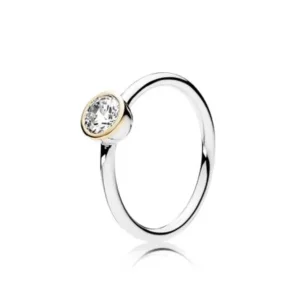 (bilde for) Pandora Silver ring with 14k and clear cubic zirconia - 191043CZ