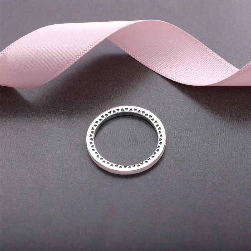 (bilde for) Pandora Silver ring with cerise crystal and orchid enamel - 191011NCC - Vis 2