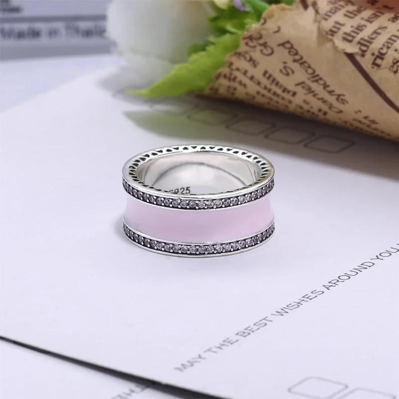 (bilde for) Pandora Silver ring with clear cubic zirconia and pink enamel - 191024EN40 - Vis 3