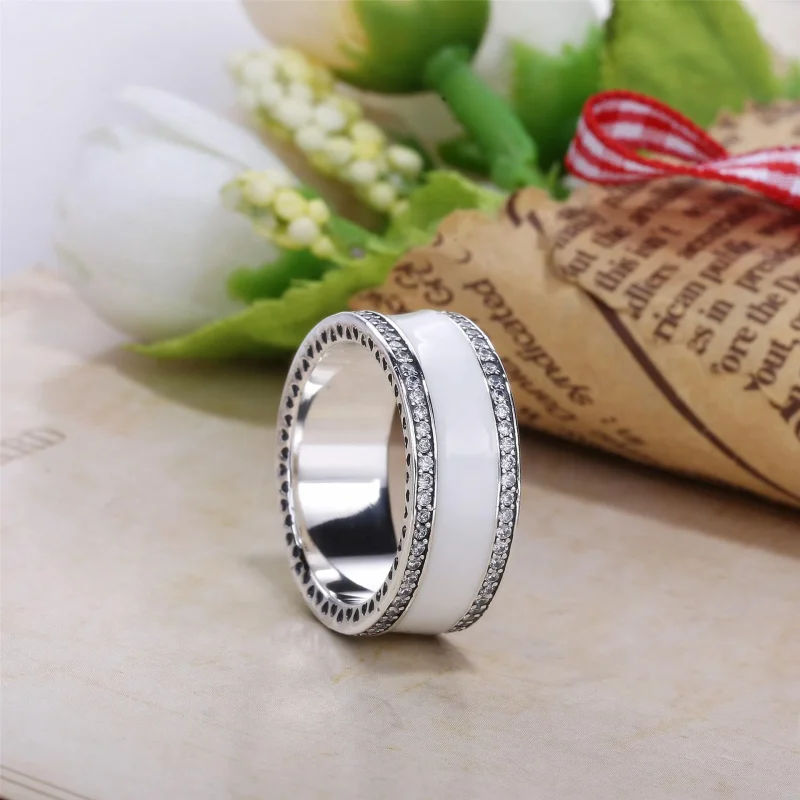 (bilde for) Pandora Silver ring with clear cubic zirconia and silver enamel - 191024EN23 - Vis 2