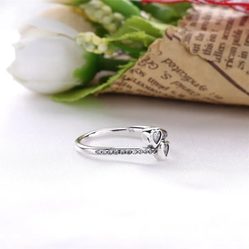 (bilde for) Pandora To Funklende Hjerter Ring - 191023CZ - Vis 4