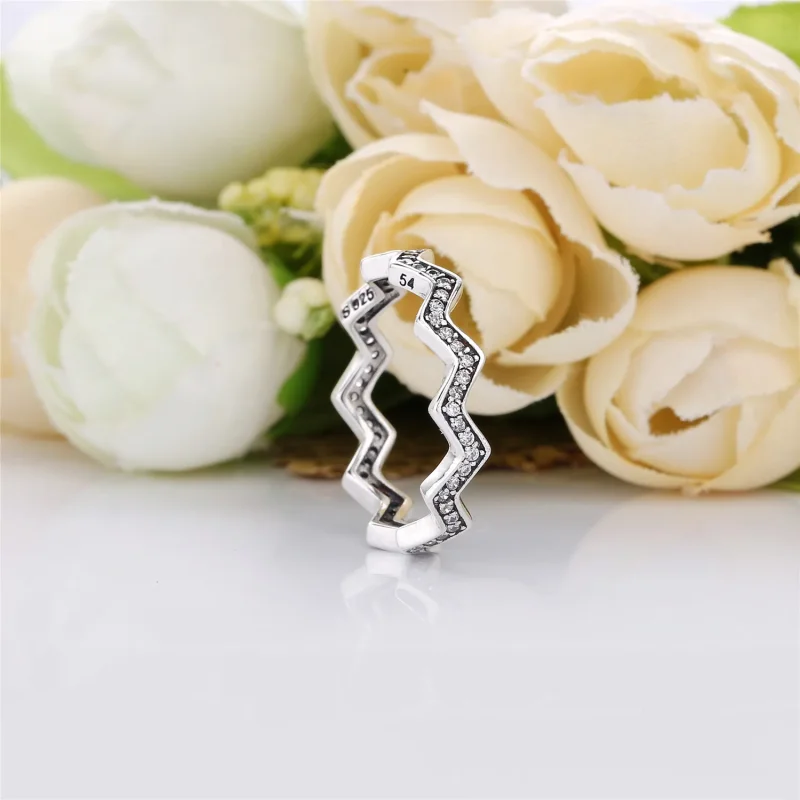 (bilde for) Pandora Zigzag silver ring with clear cubic zirconia - 197751CZ - Vis 2