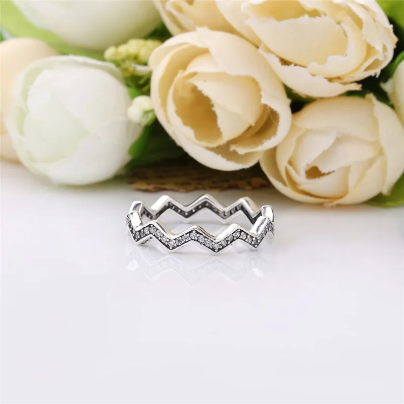 (bilde for) Pandora Zigzag silver ring with clear cubic zirconia - 197751CZ - Vis 3