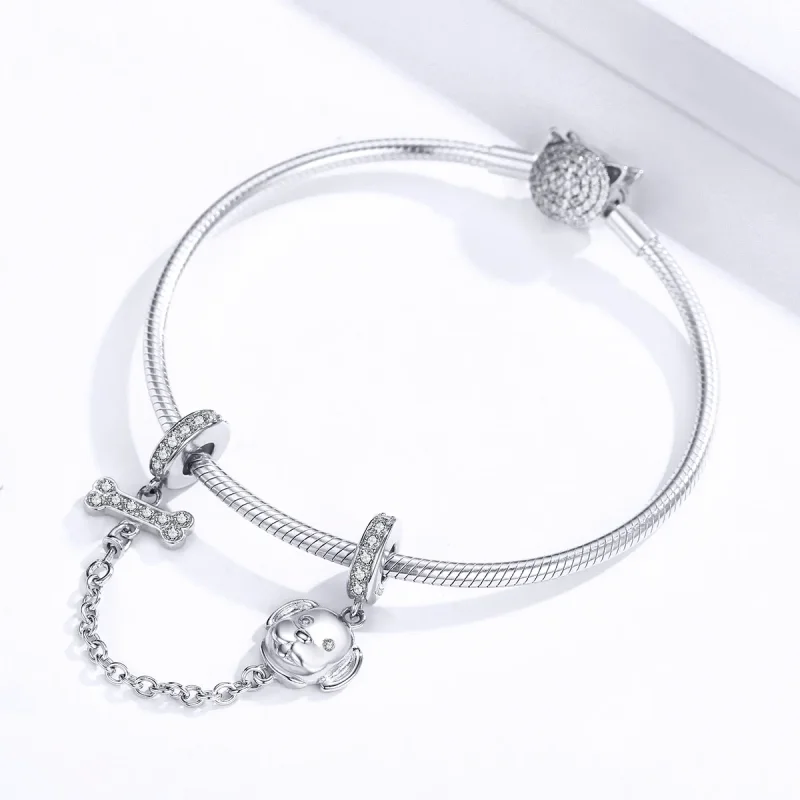 (bilde for) Pandora Style Adorable Puppy Safety Chain - SCC1434 - Vis 3