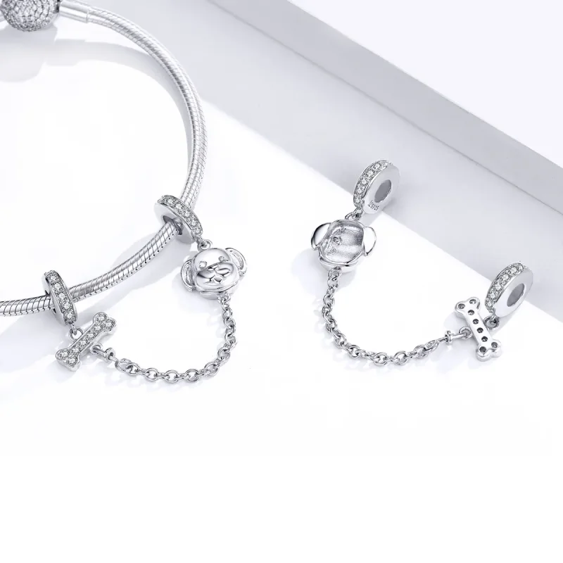 (bilde for) Pandora Style Adorable Puppy Safety Chain - SCC1434 - Vis 4