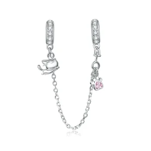 (bilde for) Pandora Style Silver Cat And Claw Safety Chain - BSC243