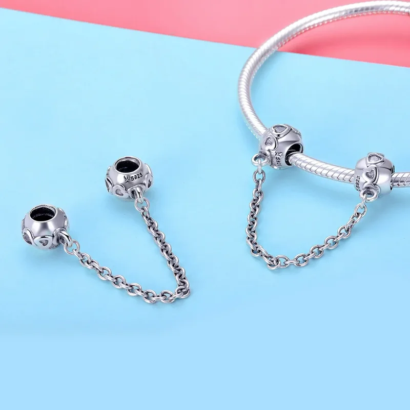 (bilde for) Pandora Style Silver Cute Hearts sikkerhetskjede - SCC736 - Vis 2